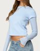 Edikted Edikted Stripey Layered Long Sleeve T Shirt in Light/Blue, Women's at Urban Outfitters - 3