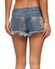 Edikted Edikted Studded Frayed Low Rise Denim Shorts - 2