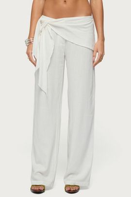 Edikted Edikted Suki Sarong Belt Linen Look Pants in White, Women's at Urban Outfitters