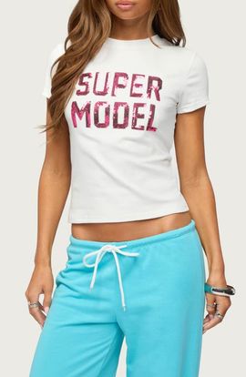 EDIKTED EDIKTED Super Model Sequin T-Shirt
