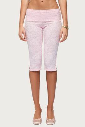 Edikted Edikted Talisa Foldover Lace Capri Leggings in Light/Pink, Women's at Urban Outfitters