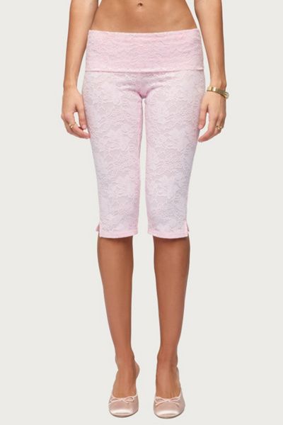 Edikted Edikted Talisa Foldover Lace Capri Leggings in Light/Pink, Women's at Urban Outfitters