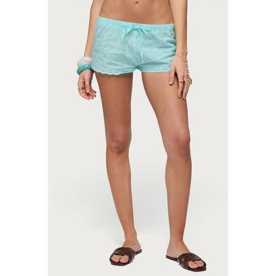 EDIKTED EDIKTED Talula Cotton Eyelet Tie Drawstring Shorts
