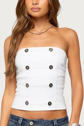 Edikted Edikted Tanda Napoleon Strapless Top in White, Women's at Urban Outfitters