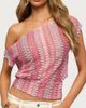 Edikted Edikted Taniya Off Shoulder Zigzag Knit Top in Pink, Women's at Urban Outfitters - 2
