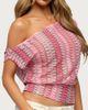 Edikted Edikted Taniya Off Shoulder Zigzag Knit Top in Pink, Women's at Urban Outfitters - 3