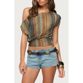 EDIKTED EDIKTED Taniya Zigzag Knit Off the Shoulder Crop Top