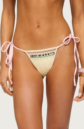 EDIKTED EDIKTED Tarah Beaded Sequin Side Tie Swim Bottoms