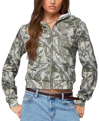 Edikted Edikted Tayler Camo Zip Up Hoodie