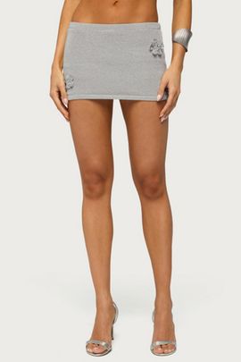 Edikted Edikted Teagyn Metallic Knit Mini Skort in Silver, Women's at Urban Outfitters