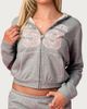 Edikted Edikted Team Barbie Terry Zip Up Hoodie in Light/Gray/Melange, Women's at Urban Outfitters - 1