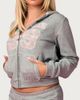 Edikted Edikted Team Barbie Terry Zip Up Hoodie in Light/Gray/Melange, Women's at Urban Outfitters - 3
