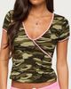Edikted Edikted Teana Contrast Camo Top in Olive, Women's at Urban Outfitters - 1