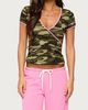 Edikted Edikted Teana Contrast Camo Top in Olive, Women's at Urban Outfitters - 4
