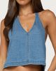 Edikted Edikted Teddie Backless Denim Halter Top in Blue/Washed, Women's at Urban Outfitters - 1