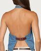 Edikted Edikted Teddie Backless Denim Halter Top in Blue/Washed, Women's at Urban Outfitters - 5