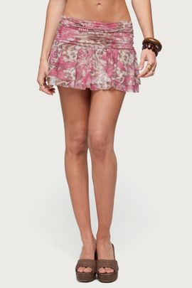 Edikted Edikted Tessa Floral Ruffle Mini Skirt in Mix, Women's at Urban Outfitters
