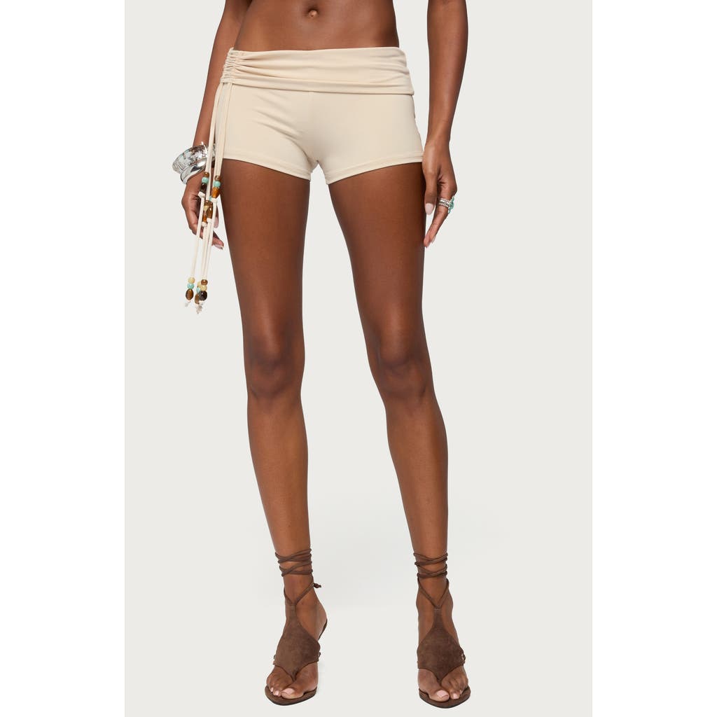 EDIKTED EDIKTED Thia Ruched Beaded Foldover Shorts