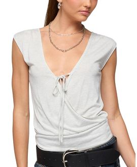 Edikted Edikted Tie Front V Neck Wrap Top