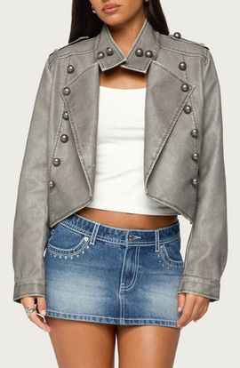 EDIKTED EDIKTED Torie Faux Leather Napoleon Jacket