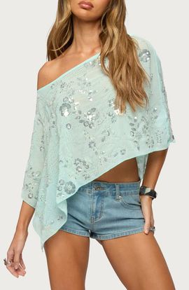 EDIKTED EDIKTED Triana Bead & Sequin Poncho