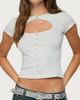 Edikted Edikted Tyla Button Up Keyhole Cutout Top in Light/Gray/Melange, Women's at Urban Outfitters - 1
