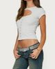 Edikted Edikted Tyla Button Up Keyhole Cutout Top in Light/Gray/Melange, Women's at Urban Outfitters - 2