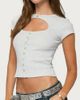 Edikted Edikted Tyla Button Up Keyhole Cutout Top in Light/Gray/Melange, Women's at Urban Outfitters - 3