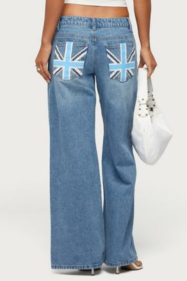Edikted Edikted Uk Cutie Low Rise Baggy Jeans in Light/Blue/Washed, Women's at Urban Outfitters