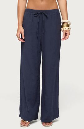 EDIKTED EDIKTED Viktoria Cotton Crinkle Gauze Wide Leg Drawstring Pants