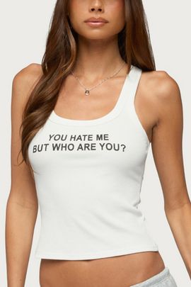 Edikted Edikted Who Are You Ribbed Tank Top in White, Women's at Urban Outfitters
