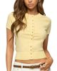 Edikted Edikted Wilmer Button Up Short Sleeve Knit Top - 1