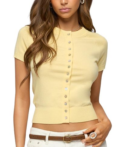 Edikted Edikted Wilmer Button Up Short Sleeve Knit Top