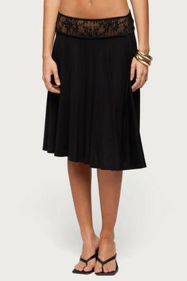 Edikted Edikted Winonah Crochet Waist Midi Skirt in Black, Women's at Urban Outfitters