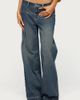 Edikted Edikted Wyn Studded Low Rise Baggy Jeans in Blue/Vintage/Washed, Women's at Urban Outfitters - 3