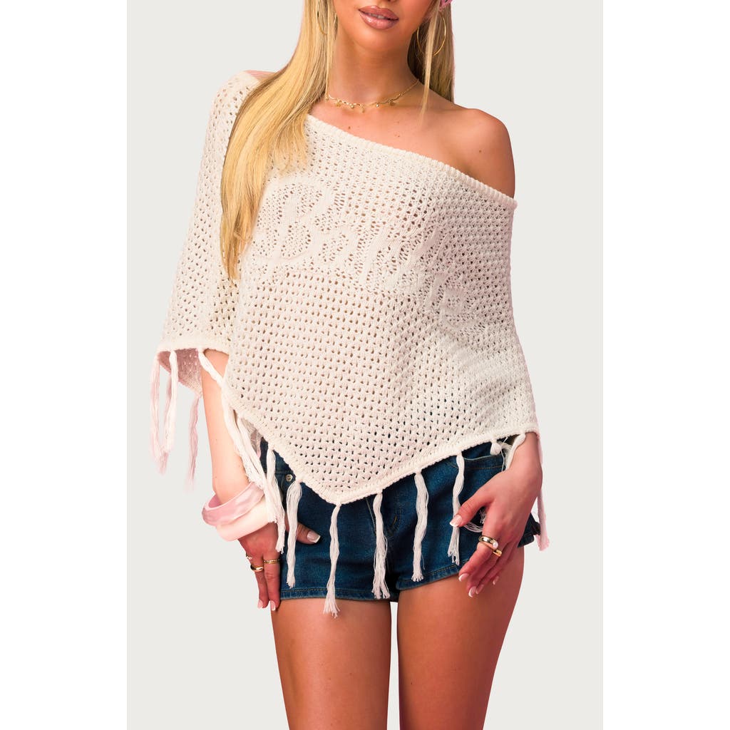 EDIKTED EDIKTED x Barbie® Fringe Trim Cotton Poncho