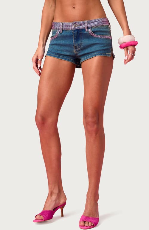 EDIKTED EDIKTED x Barbie™ Low Rise Denim Mini Shorts