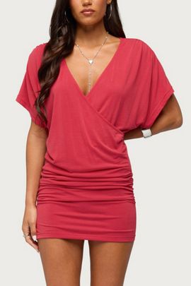 Edikted Edikted Yaara Wrap Mini Dress in Red, Women's at Urban Outfitters