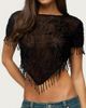 Edikted Edikted Yanna Beaded Fringe Poncho Top in Black, Women's at Urban Outfitters - 1