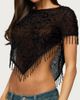 Edikted Edikted Yanna Beaded Fringe Poncho Top in Black, Women's at Urban Outfitters - 3