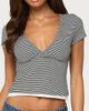 Edikted Edikted Yannah Striped Layered V Neck Top in Black/And/White, Women's at Urban Outfitters - 1