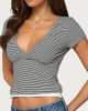 Edikted Edikted Yannah Striped Layered V Neck Top in Black/And/White, Women's at Urban Outfitters - 3