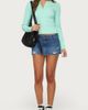 Edikted Edikted Yerin Long Sleeve Henley Ribbed Top in Aqua, Women's at Urban Outfitters - 4