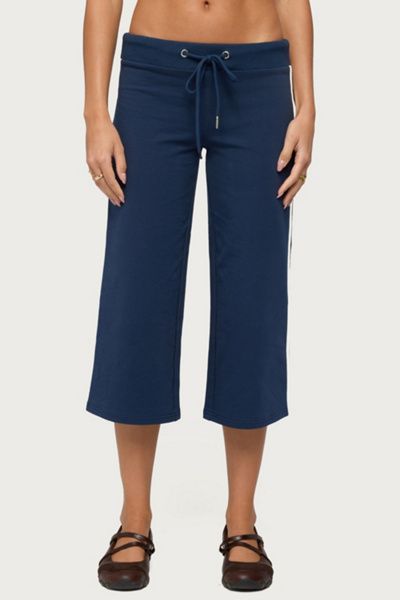 Edikted Edikted Zanele Side Stripe Capri Sweatpants in Navy/And/White, Women's at Urban Outfitters