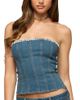 Edikted Edikted Zenna Beaded Strapless Denim Corset - 1