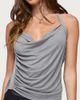 Edikted Edikted Zoha Ruched Cowl Neck Halter Top in Gray/Melange, Women's at Urban Outfitters - 1