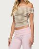 Edikted Edikted Zory Striped Backless Off Shoulder Top in Brown/And/Cream, Women's at Urban Outfitters - 4
