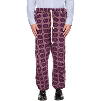 Edward Cuming Edward Cuming Purple Vertical Garden Twisted Track Pants