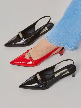 eee Ella Metal Logo Stiletto Heels