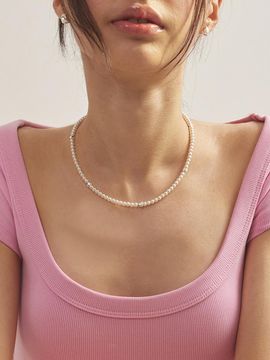 eenie beenie Heart and pearl silver necklace ENJ24NW002